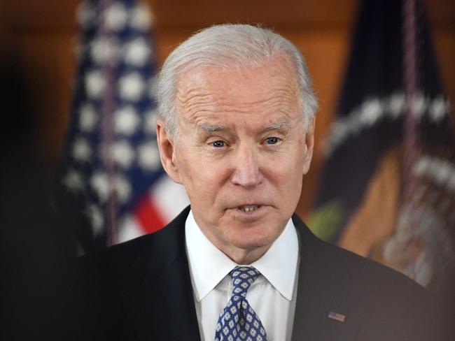 US President Joe Biden speaks during a listening session with Georgia Asian American and Pacific Islander community leaders at Emory University in Atlanta, Georgia on March 19, 2021. (Photo by Eric BARADAT / AFP)