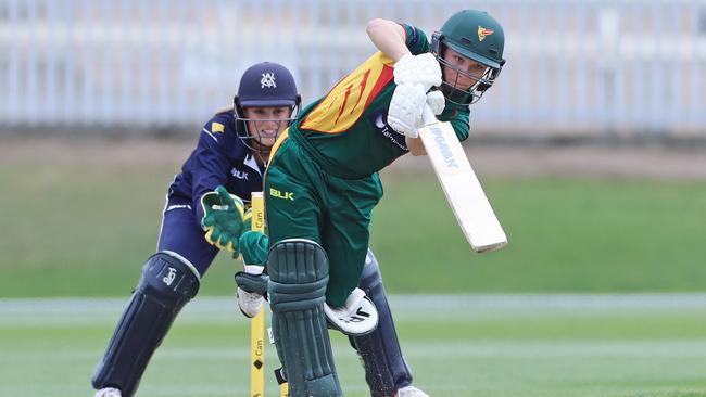 WNCL: Tasmania's Nicola Carey batting in a match against Victoria at the TCA Ground Hobart: Picture: LUKE BOWDEN