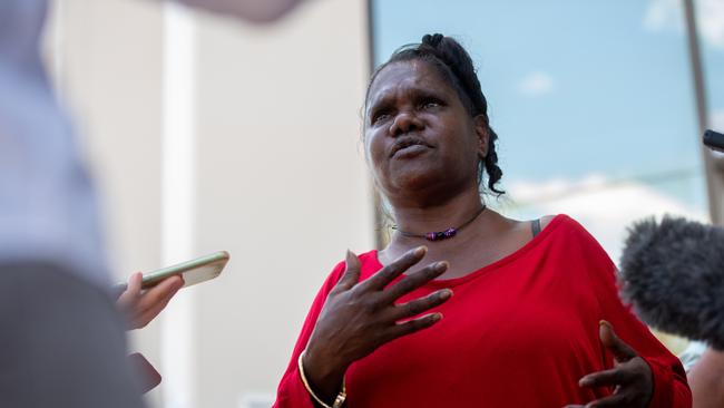 Mother of 15-year-old Layla "Gulum" Leering, Justine Jingles outside the Darwin Local Court during an inquest into her death. Picture: Che Chorley