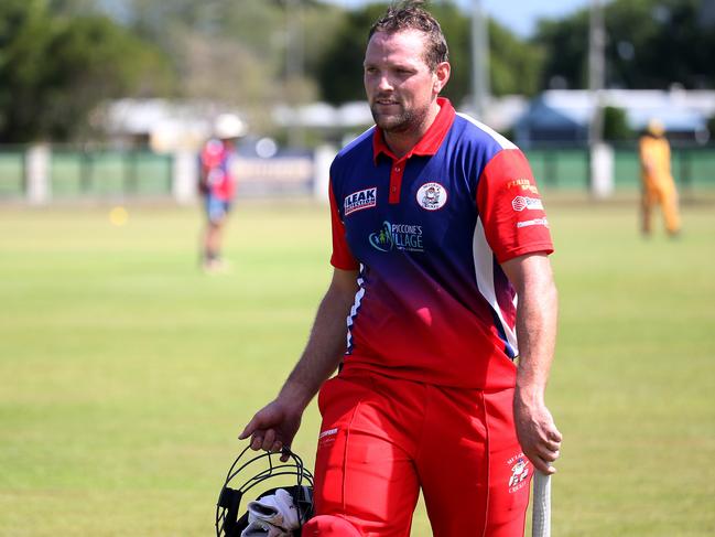 Cricket Far North First Grade one-dayers. Norths v Mulgrave at Griffiths Park. Mulgrave's Jake Roach leaving the field after scoring 104 runs. PICTURE: STEWART MCLEAN