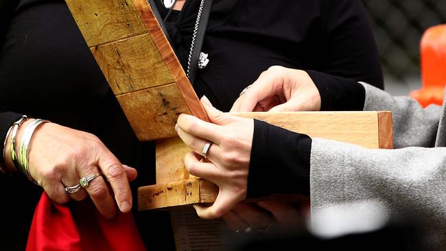 A ring was spotted on Jacinda Ardern’s left hand as she attended the Pike River Mine re-entry ceremony in Greymouth, New Zealand. Picture: Getty