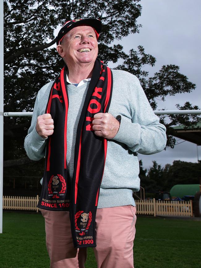 Peter Carson cheering his team on today. He played in Northern Suburbs’ last flag back in 1975.