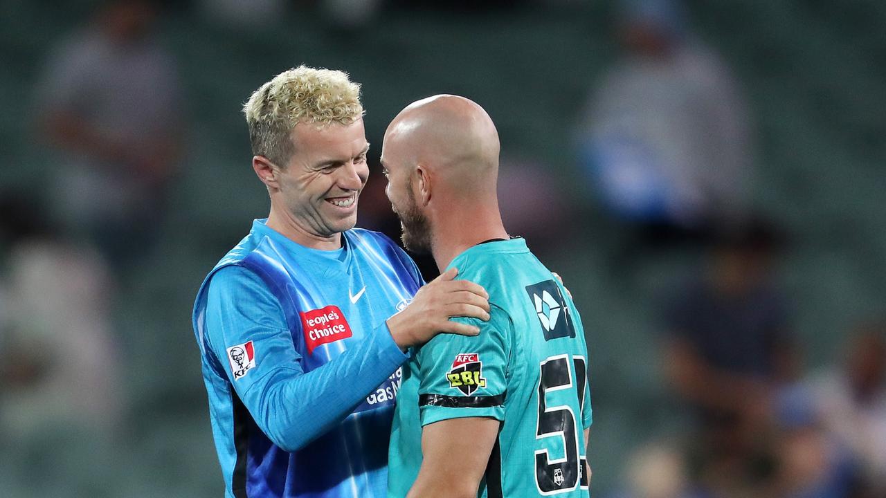 Peter Siddle and Chris Lynn are now teammates. Picture; Sarah Reed/Getty Images