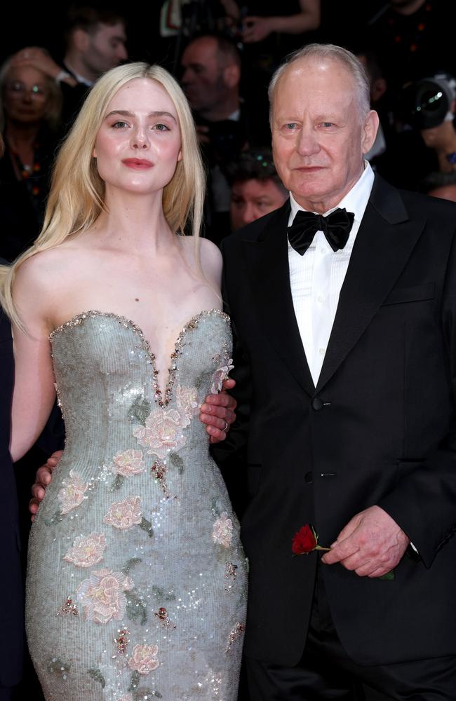 Elle Fanning and her Sentimental Value co-star, Stellan Skarsgard. Picture: Getty Images