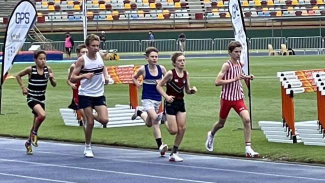 The 13 years 1500m event at the track and field, won by Angus Brown (BSHS).