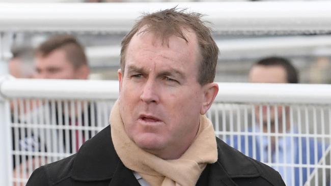 Trainer John O'Shea saddles up Comme Bella Fille. Picture: AAP Image