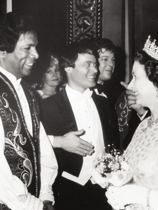 Australian singer Kamahl meets Queen Elizabeth II. Picture: Supplied