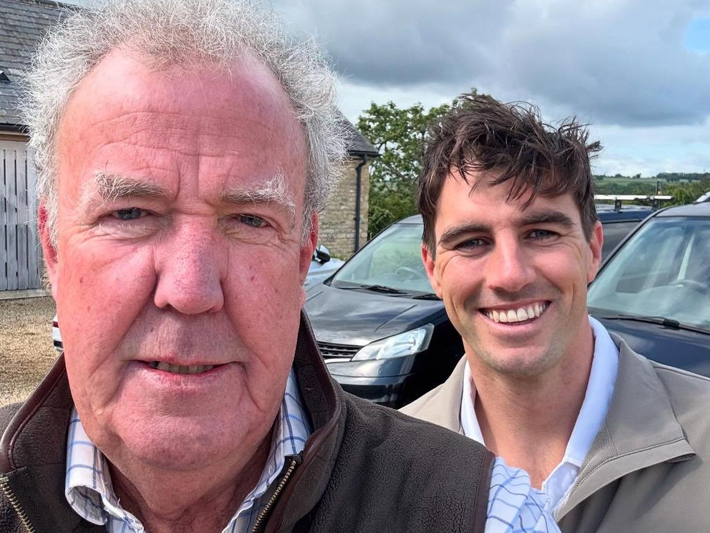 UK television star Jeremy Clarkson and Australian cricket captain Pat Cummins at Diddly Squat farm. Picture: Instagram.