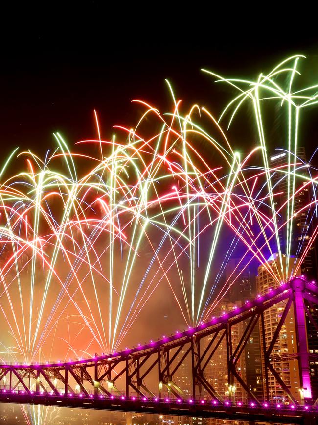 Fireworks at Riverfire from Howard Smith Wharves, City, on Saturday 2nd September 2023. Photo: Steve Pohlner