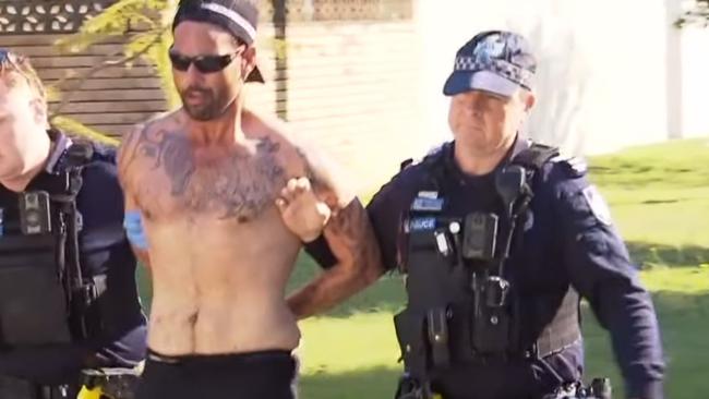 Officers taking Liam Rawhiti Bliss, into custody in March 2024. Picture: 7News.