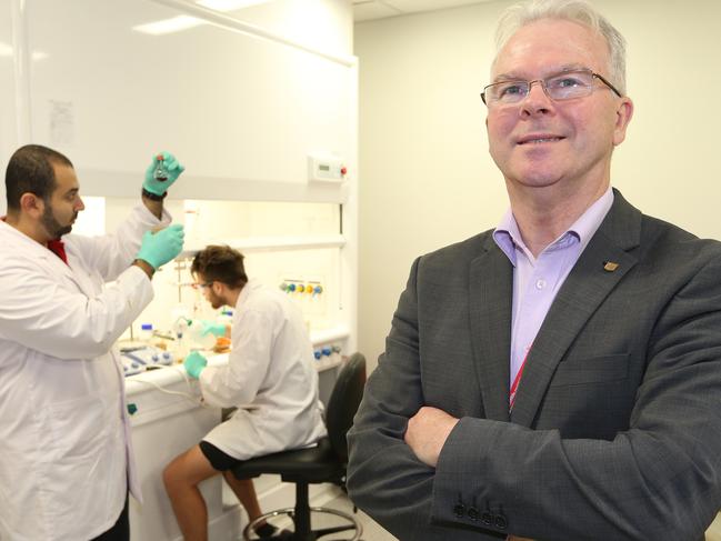 Institute for Glycomics at Griffith Uni is breaking new ground in vaccines  .Dr Ibrahim El-Deeb , Mr Callum Bennett  and   Professor Mark von Itzstein  . Picture Mike Batterham