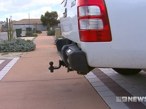 The council said the issue was the car's tow bar sticking out onto the path. Picture: Nine News