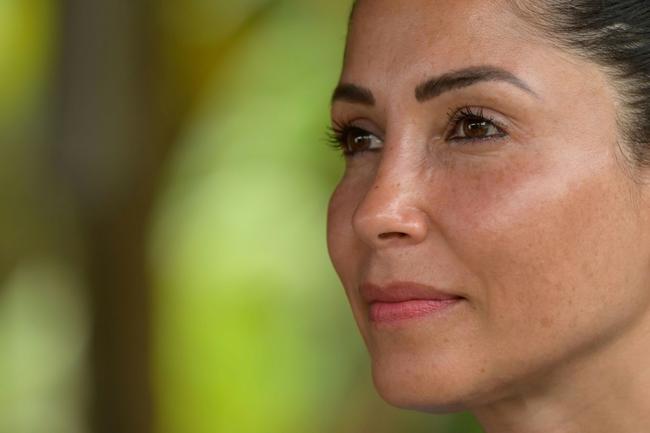 Ecuador's presidential candidate for the Citizen Revolution Movement, Luisa Gonzalez, looks on during an interview with AFP at her home