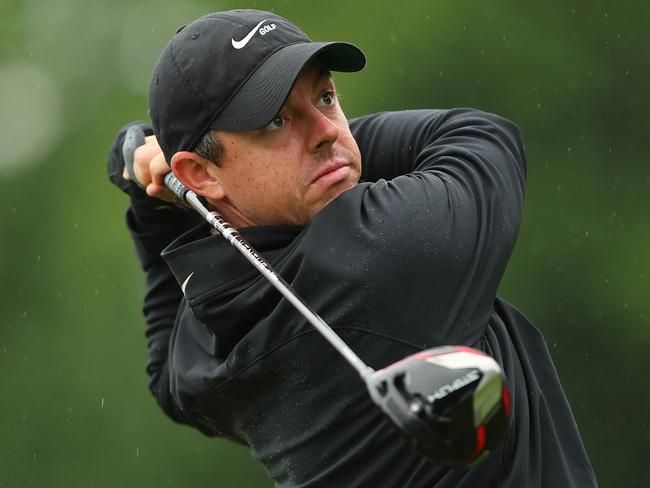 Rory McIlroy drives during a practice round prior to the Travelers Championship. Picture: Michael Reaves/Getty Images/AFP