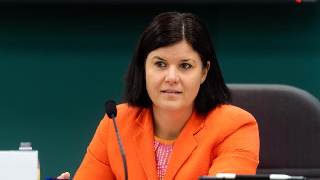 Minister for Health Natasha Fyles addresses the budget estimates committee. Picture: Che Chorley