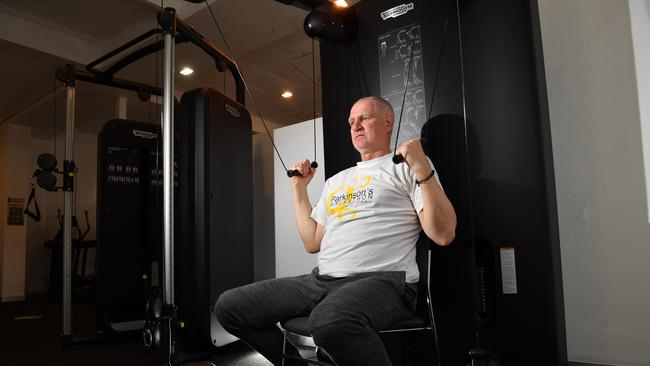 Former AFL and SANFL player Mark Mickan, 59, Fulham at the Brain Body Fitness Studio, Unley. Picture: Keryn Stevens