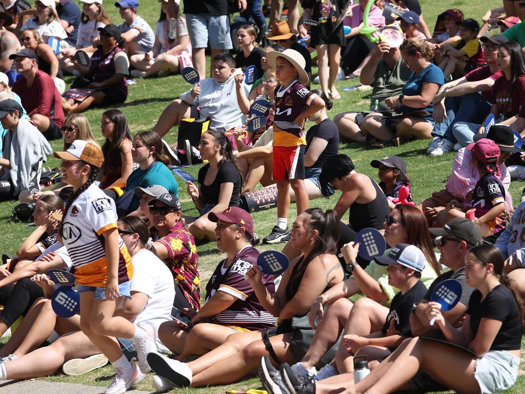 The Broncos arrive home to a crowd of fans in Brisbane after their loss in the grand final. Picture: Liam Kidston