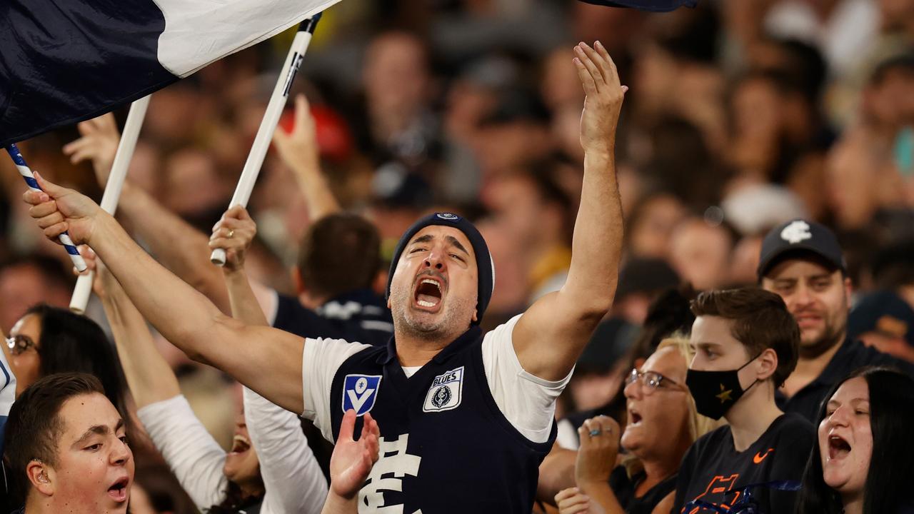 With things on the improve at Carlton, the Blues will be hoping to break their 2022 membership record. Picture: AFL Photos via Getty Images