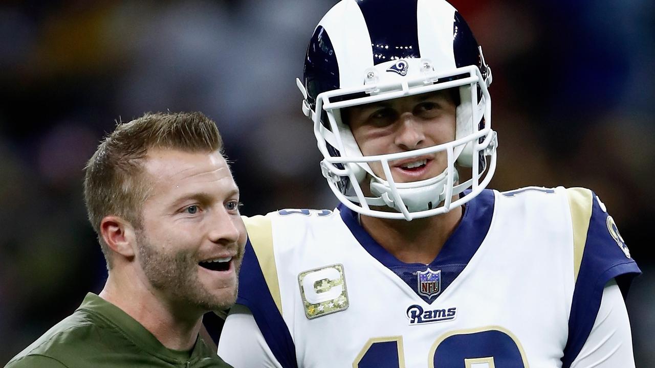Sean McVay and Jared Goff in 2018.