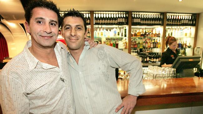 Mr Cerantonio (left) and Mr Zulli at the opening of their Howl at the Moon piano bar and club in Broadbeach back in 2004.