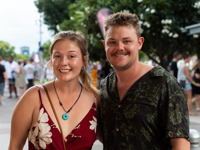 All the colour and fun from NYE 2020 at Darwin's Waterfront.Tia Leach and Todd Geddes. Picture: Che Chorley