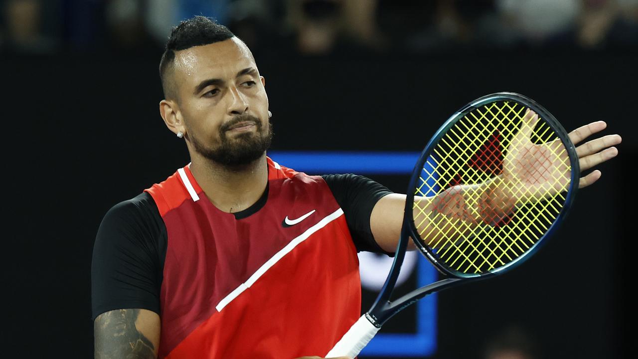 Nick Kyrgios during his fairytale run at the 2022 Aussie Open. Photo by Darrian Traynor/Getty Images.