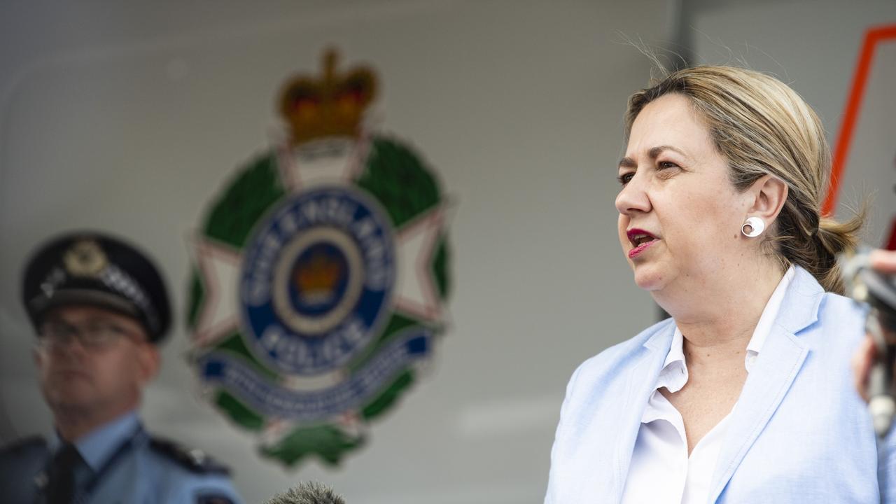 Queensland Premier Annastacia Palaszczuk addresses media at the Toowoomba Police station, Friday, February 24, 2023. Picture: Kevin Farmer