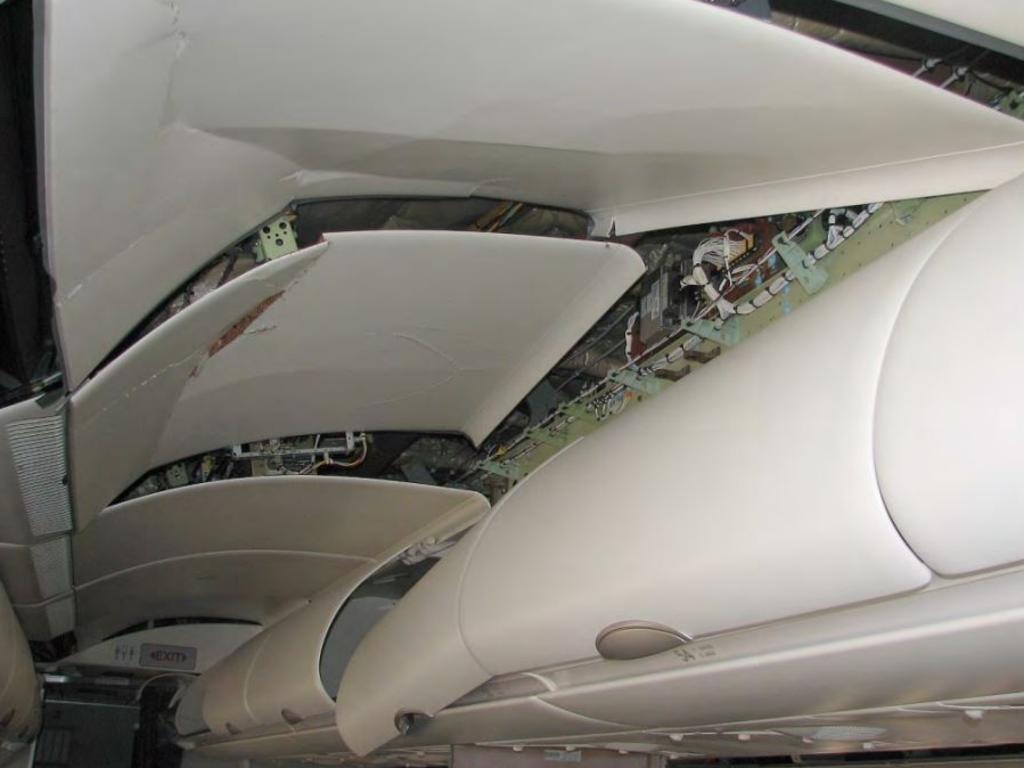 Ceiling panels had become damaged. Picture: Australian Transport Safety Bureau