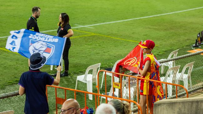 Fans at the Gold Coast Suns v Western Bulldogs 2025 AFL match at TIO Stadium. Picture: Pema Tamang Pakhrin