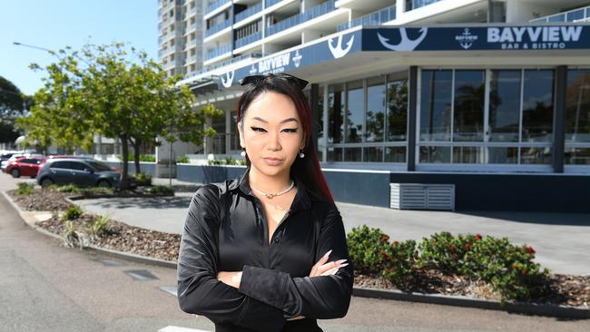 Bayview Bar and Bistro Venue Manager Leah Kim is among the South Townsville businesses who are upset about Townsville City Council's lack of consultation and the potential impacts of the paid parking expansion. Picture: Shae Beplate.