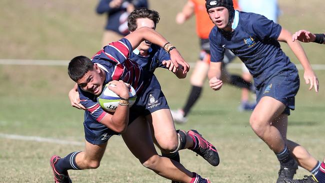 Kaleb Ngamanu takes on the BGS defence last week. Picture: Richard Gosling