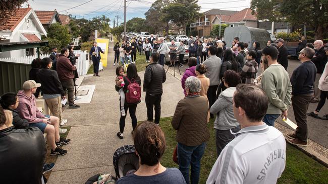 Included in this crowd at an Arncliffe auction are 19 registered bidders, well above bidder competition typically seen last year. Picture: Julian Andrews