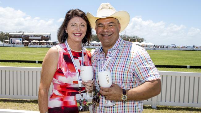 Gold Coast Mayor Tom Tate with his wife Ruth Tate at the Pacific Fair Magic Millions Polo. Picture: Jerad Williams.