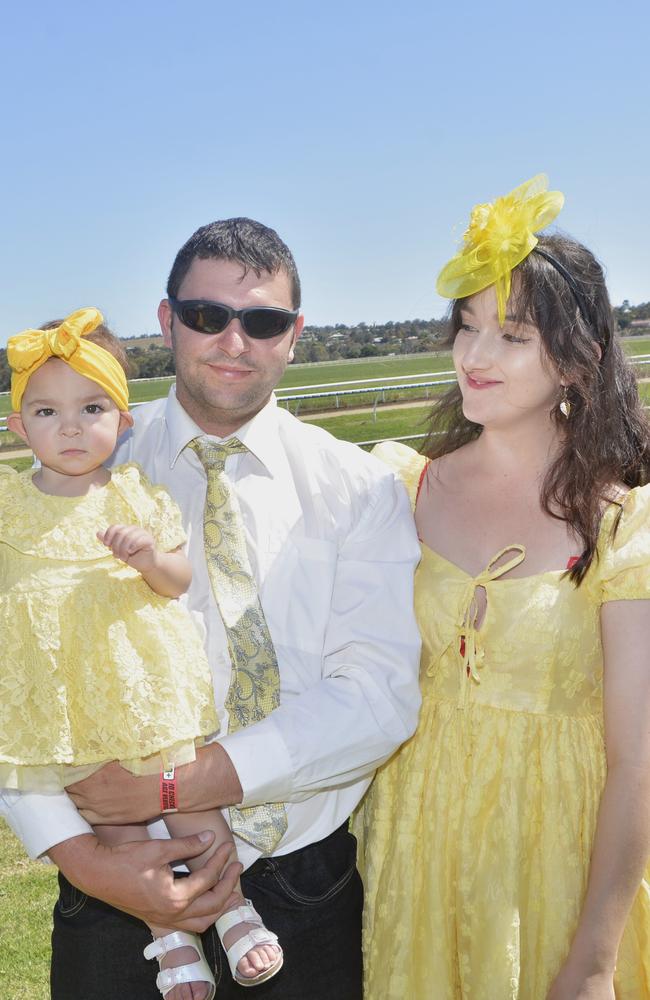 (From left) Flicka, Liam and Sophia Holland at Warwick Cup race day at Allman Park Racecourse, Saturday, October 14, 2023. Picture: Jessica Klein.