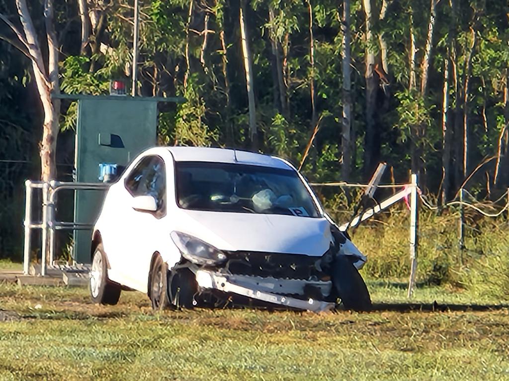 Airbags were deployed after the car smashed into the tree. Photo: Darryn Nufer