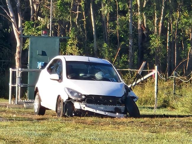 Airbags were deployed after the car smashed into the tree. Photo: Darryn Nufer