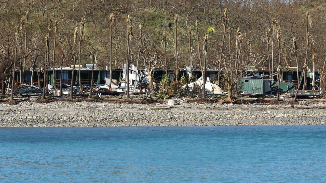 Severe damage to defunct South Molle Island resort caused during Cyclone Debbie. Picture: Liam Kidston.