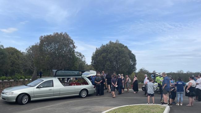 Classic Ford cars and a police escort were part of the funeral procession for Alan Dare. Picture: Ayla Connolly