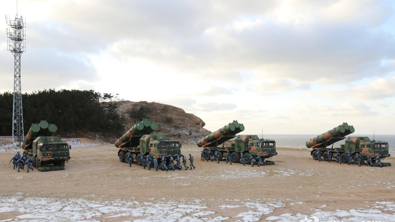 Soldiers assigned to the coastal missile troops with the navy under the PLA Northern Theatre Command prepare anti-ship missile systems. Picture: eng.chinamil.com.cn/PLA