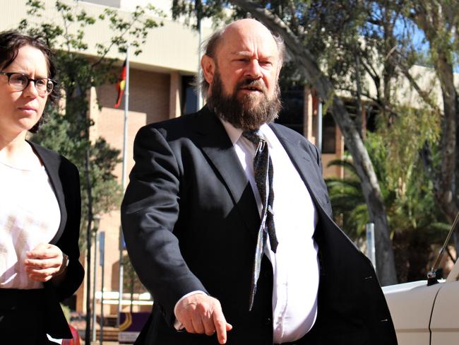 Counsel for NT Police, Ian Freckelton KC, outside the Alice Springs Local Court. Picture: Jason Walls