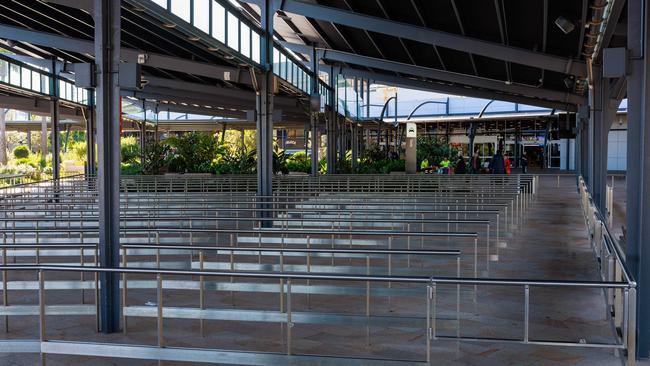 The taxi passenger queue stands empty. Picture: Justin Lloyd.