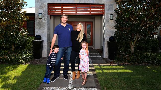 Emily and Simon Schlegel with their children Maddy (6) and Harry (4) have purchased their dream home in Manly West after reaping the rewards of their sale in Wakerley. Picture David Clark