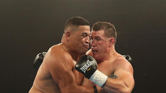 Paul Gallen in his victory over fellow footy star John Hopoate. Picture: Brett Costello