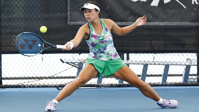 Yuki Naito competes in the Women's final match of the ITF Cairns International #2 tennis tournament, held at the Cairns International Tennis Centre. Picture: Brendan Radke