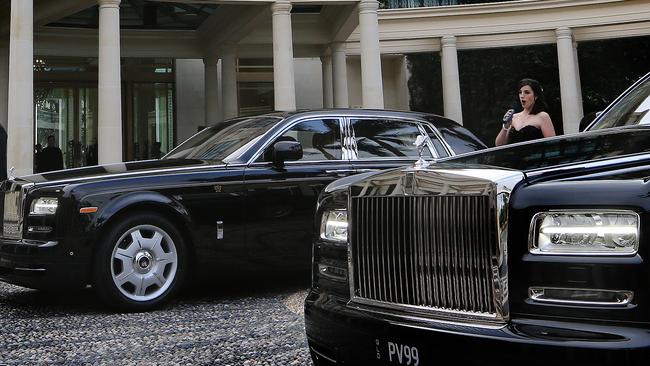 Two Bespoke Rolls Royce vehicles were made for Palazzo Versace for their 15th birthday. Opera Qld's Katie Stenzel sang at the launch. Picture: Glenn Hampson