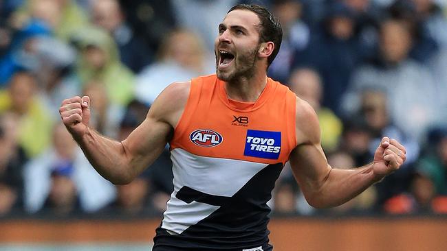 Jeremy Finlayson celebrates a goal during the preliminary final. Picture: Mark Stewart