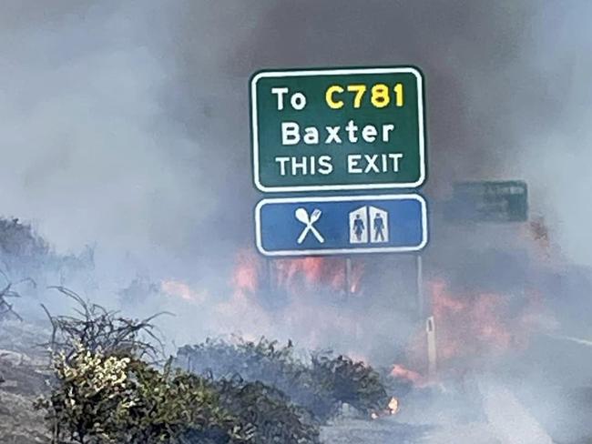 A grassfire on Peninsula Link. Picture: Supplied