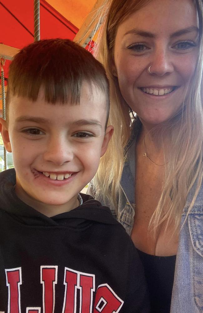 Chelsea Daubney and her son Christian, 9.