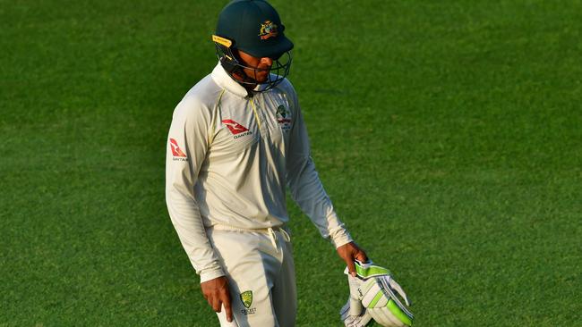 Usman Khawaja is nursing a knee injury. Picture: AFP.