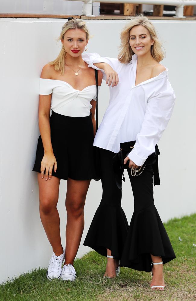 Gabby Epstein (swimmer James Roberts partner) and Violet Atkinson (swimmer Cam McEvoy partner) at Longines Record Club. Picture: Nigel Hallett